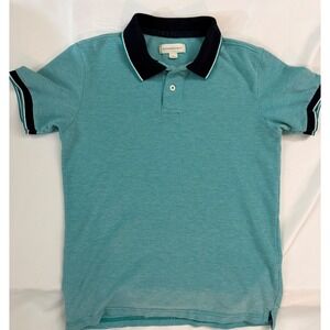 Aeropostale Mens Short Sleeve Polo Shirt Teal‎ Heather Navy Trim Size M